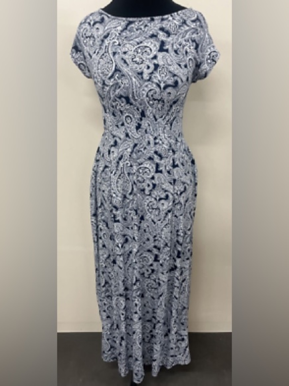 Lands' End Blue & White Paisley Maxi Dress